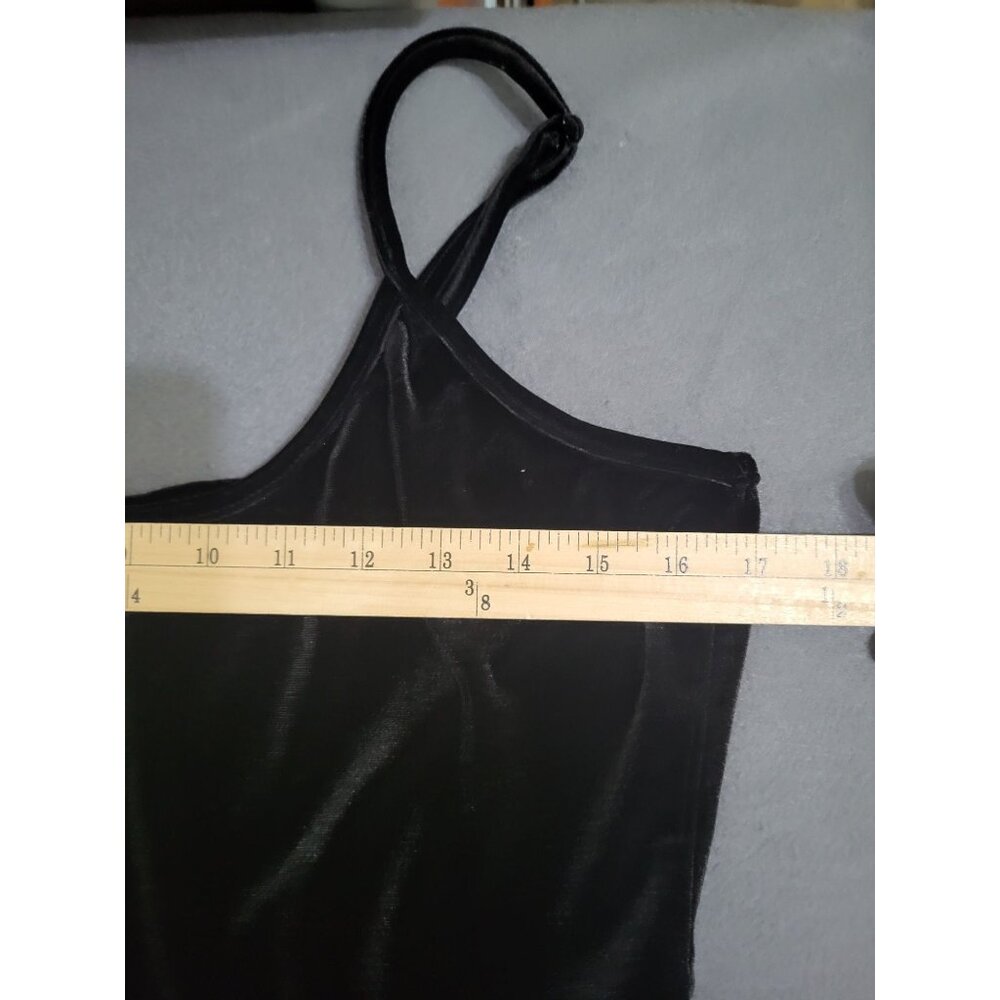 Disney Her Universe Womens XL Black Velvet Spaghetti Strap Skater Dress Pockets - Picture 5 of 8